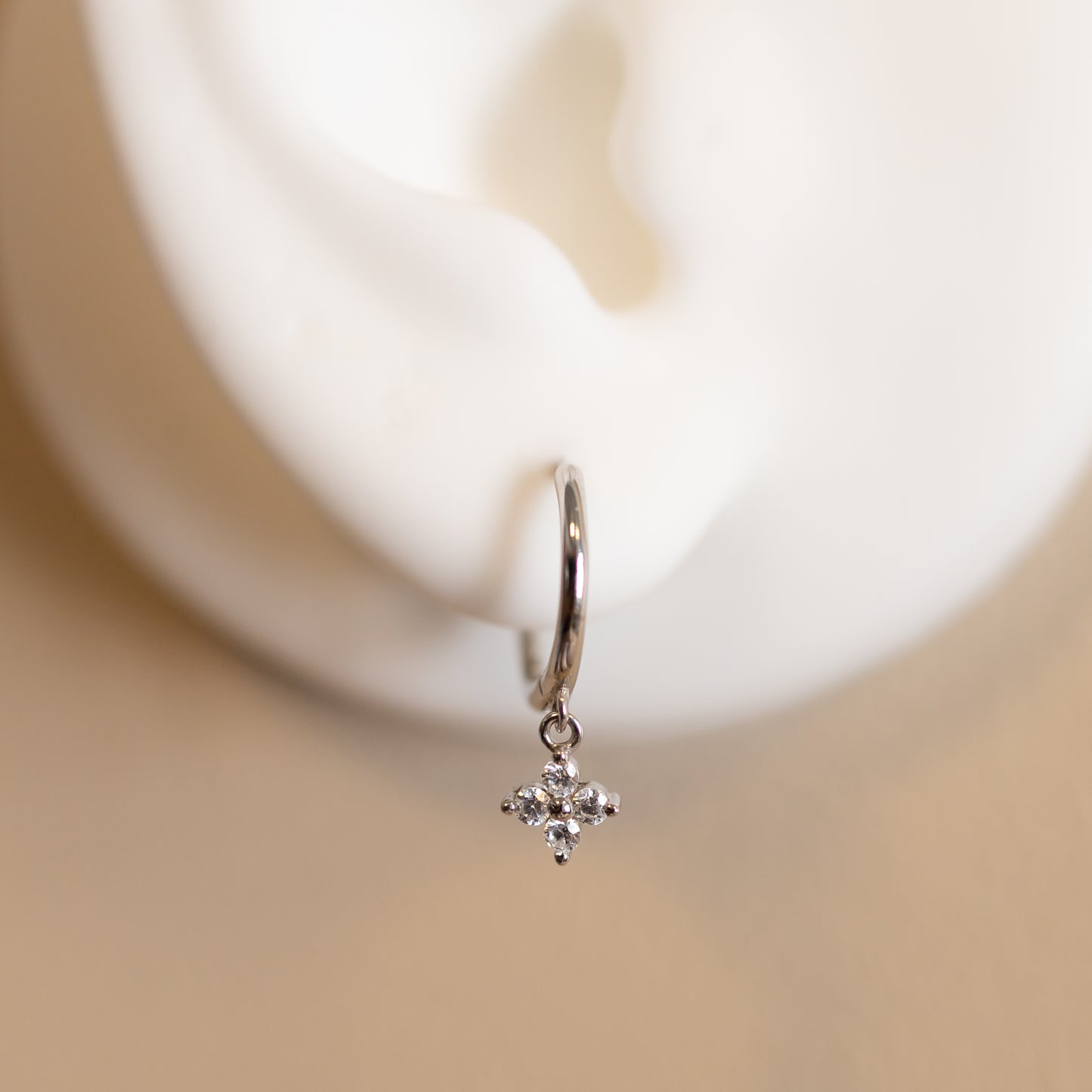 Diamond Flower Hoop Earrings