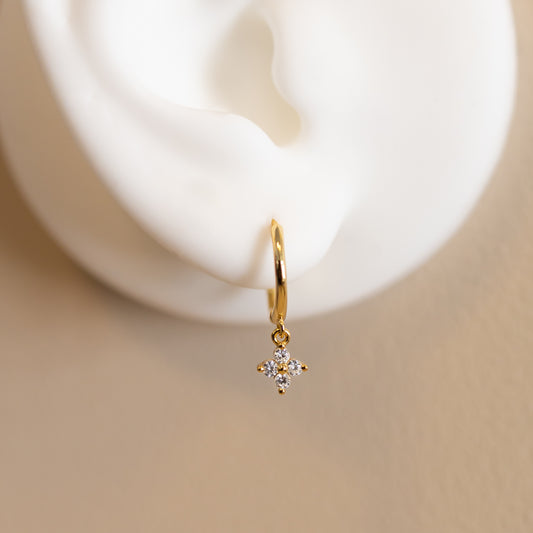 Diamond Flower Hoop Earrings