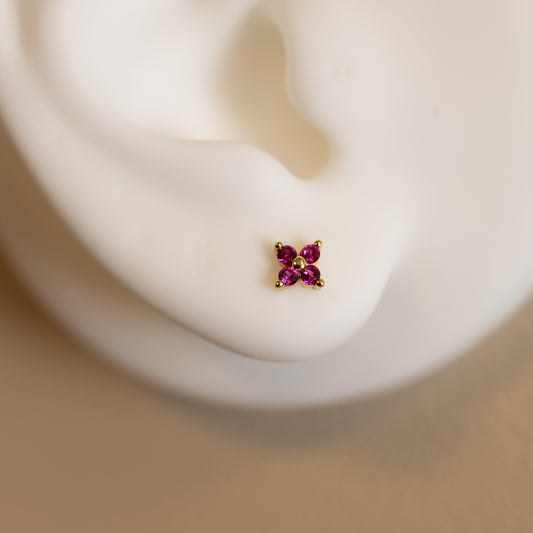 Pink Flower Stud Earrings