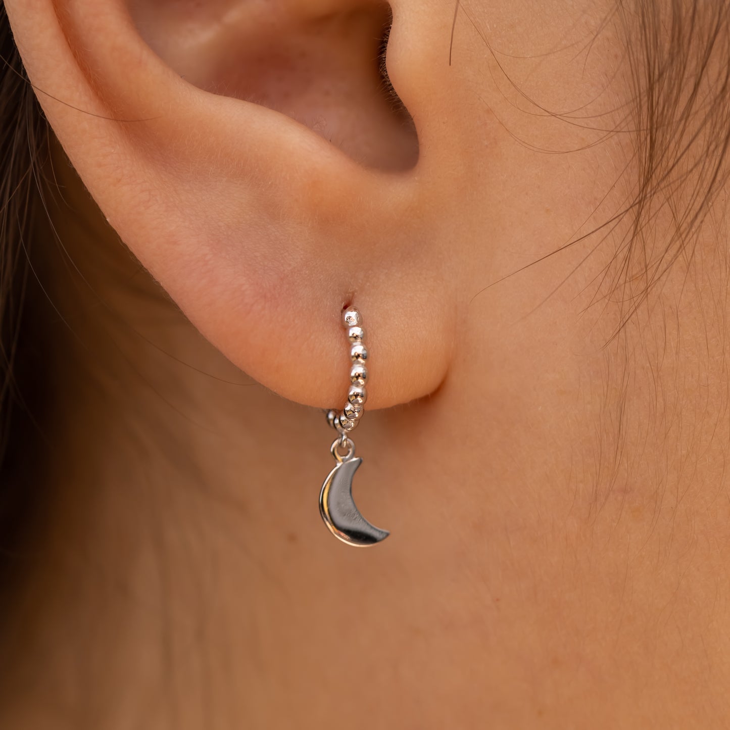 Bubbly Moon Hoop Earrings