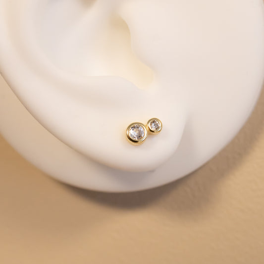 Double Diamond Stud Earrings