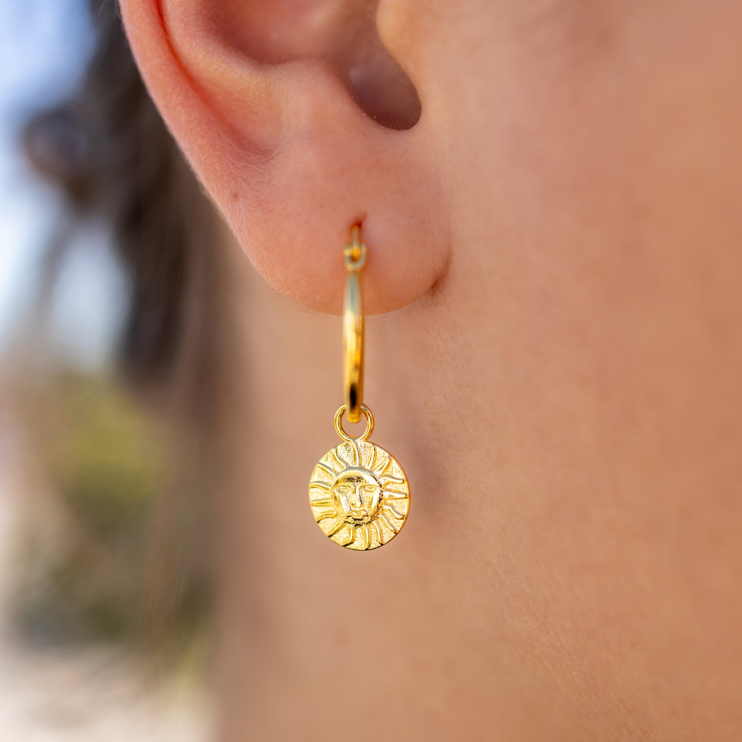 Sun Coin Hoop Earrings