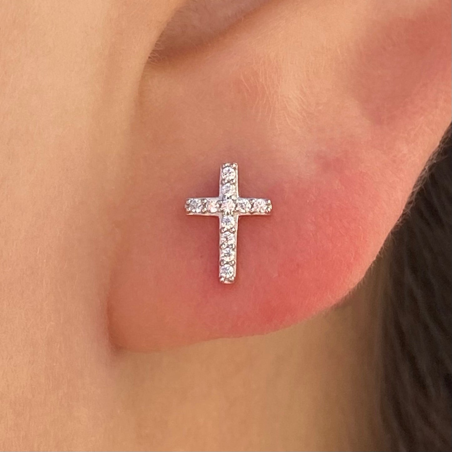 Diamond Cross Stud Earrings