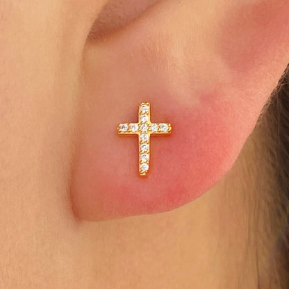 Diamond Cross Stud Earrings